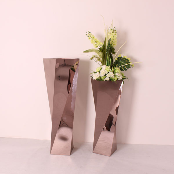 Rose gold stainless steel decor flower pots