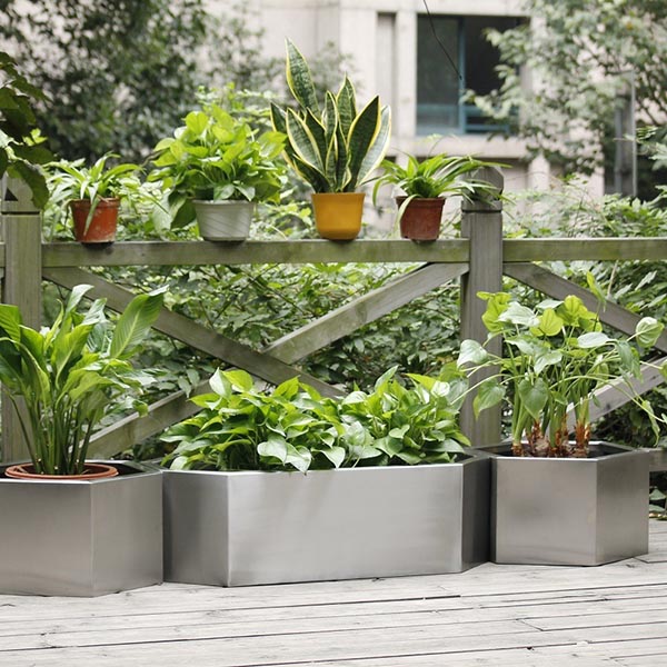 Stainless steel flower pots garden